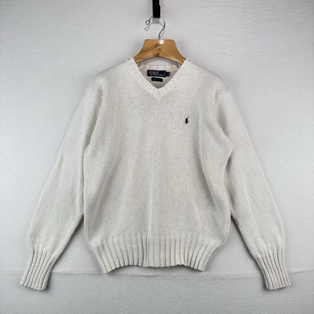 Polo by Ralph Lauren Men's Cream V-Neck Sweater